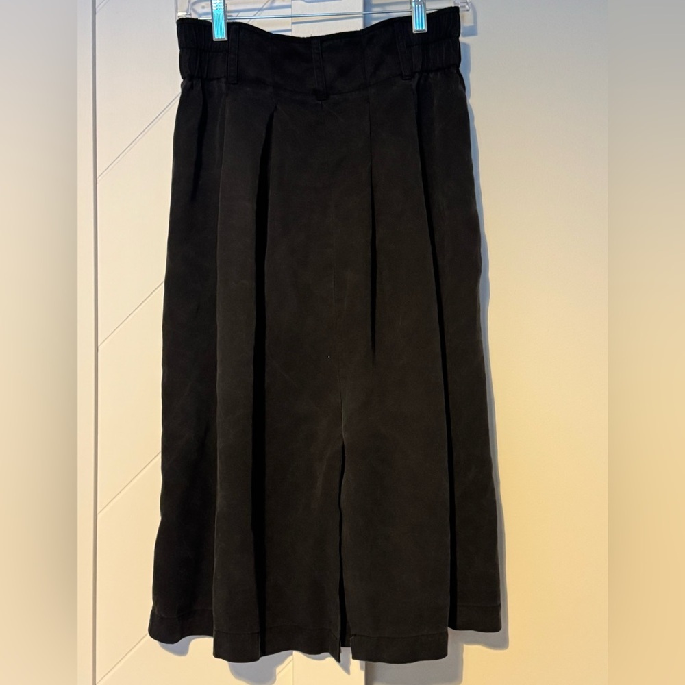Ann Taylor A-Line Button Front Midi Skirt Sueded Black Size 0 100% Lyocell - Picture 7 of 8